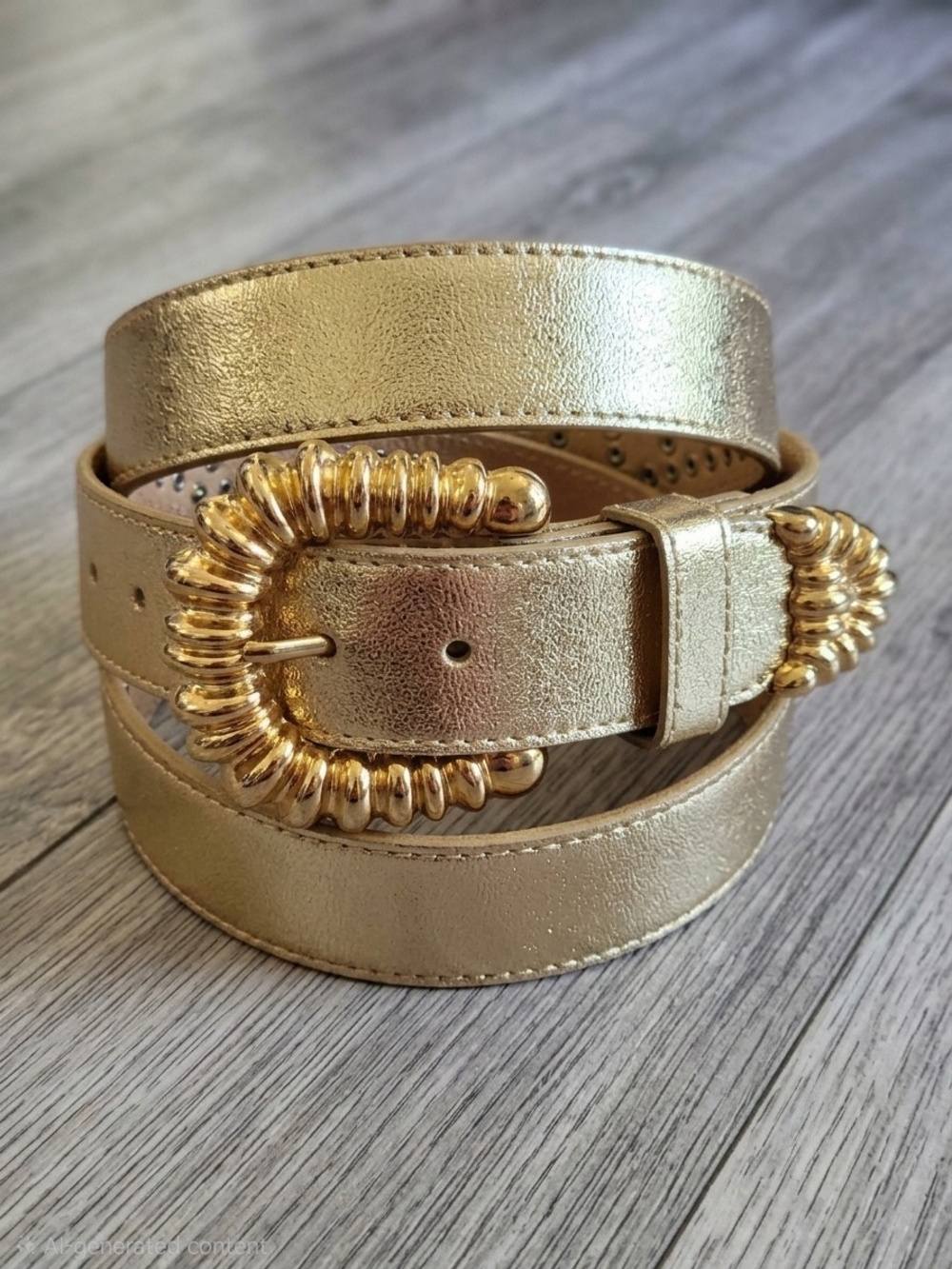 Gold Belt with Decorative Buckle 1 ¼" x 35" Medium/Large